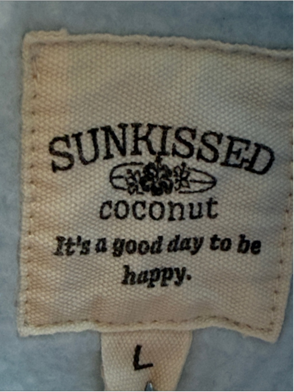 Sunkissed Coconut Icy Blue Hibiscus Beach Embroidered Crewneck Sweatshirt Sz L - Picture 6 of 8